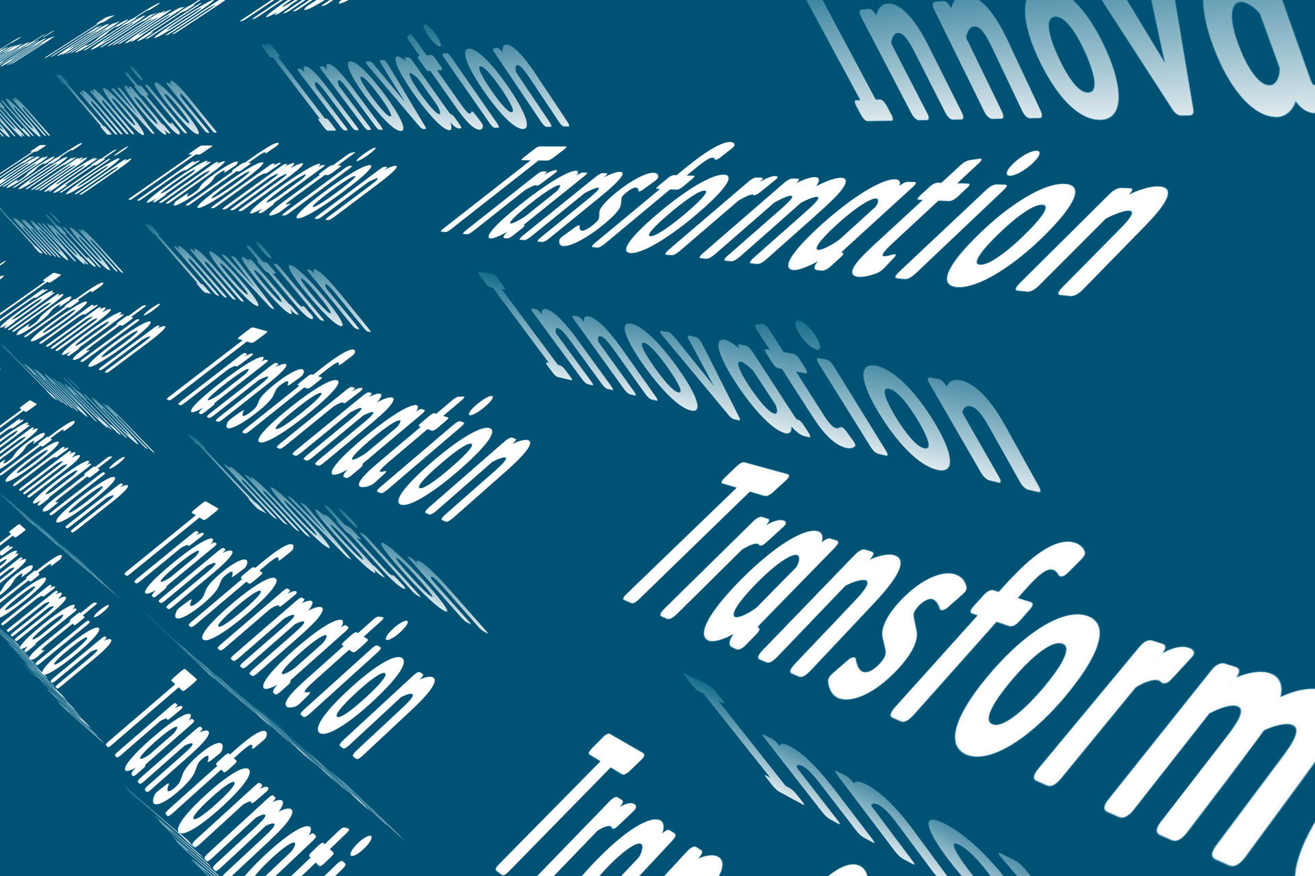 Graphic with words 'innovation' and 'transformation'